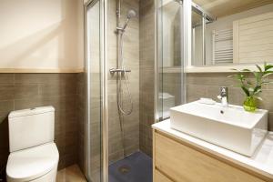 a bathroom with a shower and a toilet and a sink at Val de Ruda Luxe 33 by FeelFree Rentals in Baqueira-Beret +19 photos