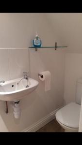 a bathroom with a white sink and a toilet at The Loft in Hollingwood