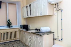 Kuchyň nebo kuchyňský kout v ubytování BOTANIC GLOBUS HOSTEL