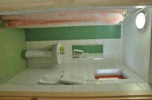 Private Villa 4 Seasons في بيرهوف: حمام مبلط مع منشفتين ومغسلة