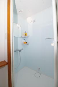 a shower with a glass door in a bathroom at Guest House Siesta in Tokyo +25 photos