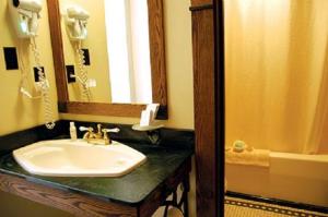 a bathroom with a sink and a mirror at The Branch House in Deadwood
