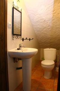 a bathroom with a sink and a toilet at El Antiguo Molino in El Bosque