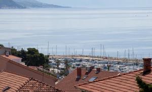 a view of a harbor with boats in the water at Apartments Beautiful Sandy Beach in Split