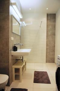 un bagno con lavandino e WC di Apartament z Tarasem Plaza 22 a Rogowo