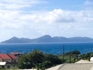 a view of the ocean with mountains in the distance at Calliandras Apartment Complex in Kingstown