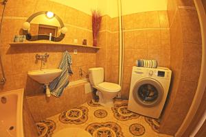 ヴロツワフにあるCentral Old Town Apartmentのバスルーム(洗面台、洗濯機付)