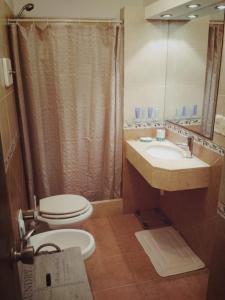 y baño con aseo, lavabo y ducha. en Apartamento 2 dormitorios en Av. Gorlero, en Punta del Este