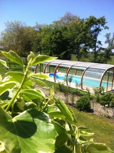 a swimming pool in a park with a building at Domaine De Silvabelle in Mars-sur-Allier