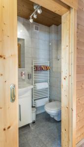 La salle de bains est pourvue de toilettes et d'un lavabo. dans l'établissement SkiLodge Seppaler, à Sankt Anton am Arlberg