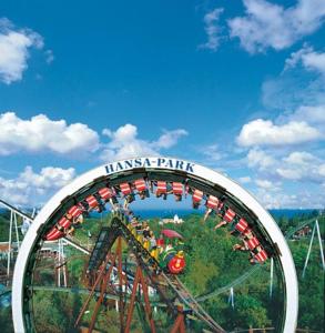 a ride at a amusement park with a train on it at Ferienwohnung Familie Ramm in Sibbersdorf