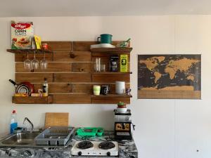 Kuchyň nebo kuchyňský kout v ubytování Apartamentos Juriquilla