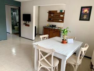 Kuchyň nebo kuchyňský kout v ubytování Apartamentos Juriquilla