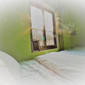 a bedroom with a white bed and a window at Maa Durga Inn in Varanasi +13 photos