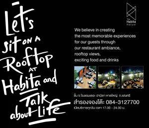 a flyer for a restaurant with a sign that says lets sit on a roof top at The Habita Hatyai in Hat Yai