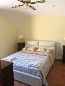 a bedroom with a bed with a ceiling fan at La Sorgente Alta in Rocchetta a Volturno