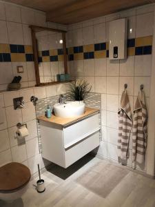 a bathroom with a sink and a mirror at Apartment 003 Kassel Harleshausen in Kassel