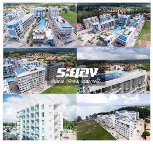 a collage of four pictures of buildings at GrandBlue Condo 102 by malai in Mae Pim