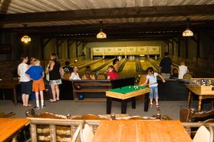 a group of people playing pool in a bowling alley at Winter Clove Family Inn in Round Top
