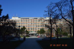 een groot gebouw met veel ramen bij Apartment Accommodation up to 17 in Bratislava