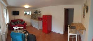 Kuchyň nebo kuchyňský kout v ubytování Villa Cihelna apartments