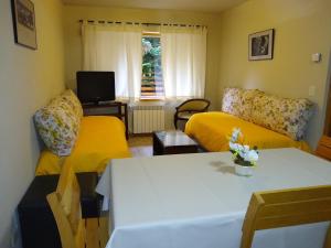 un salon avec deux lits et un canapé dans l'établissement Las Golondrinas, à San Martín de los Andes