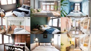a collage of different pictures of a room at Better Moon Guesthouse in Bangkok