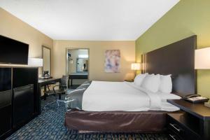 a hotel room with a large bed and a desk at Quality Inn & Suites Brooksville I-75-Dade City in Ridge Manor