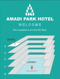 a diagram of an avaliable park hotel welcome sign at Amadi Park Hotel in Amsterdam