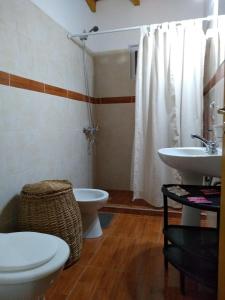 y baño con aseo y lavamanos. en Corazon De Mendoza en San Rafael