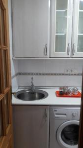 een keuken met een spoelbak en een wasmachine bij PATIO POMPEYOS in Córdoba