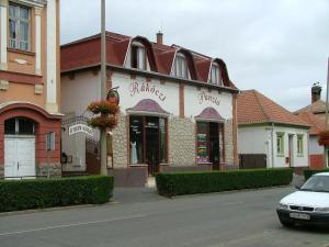 ein Gebäude mit einem davor geparkt in der Unterkunft Rákóczi Panzió in Sárospatak