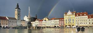 Nespecifikovaný výhled na destinaci České Budějovice nebo výhled na město při pohledu z apartmánu