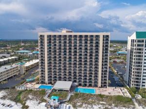 an aerial view of a large building in a city at Sundestin Beach Resort in Destin