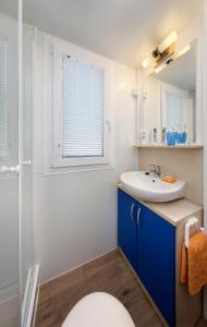 a bathroom with a sink and a mirror at Albatross Mobile Homes on Camping Bi Village in Fažana