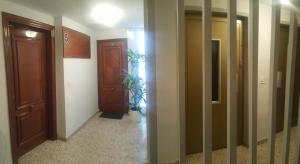 un pasillo con dos puertas y una planta en él en Marina Alicante Apartment - City Center, en Alicante