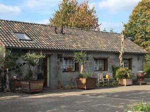 a house with potted plants in front of it at De Zoete Aagt in Groesbeek