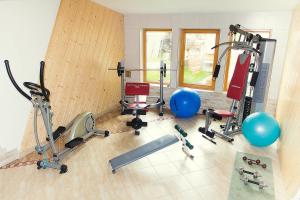 a gym with several exercise equipment in a room at Penzion u Veselých in Pec pod Sněžkou