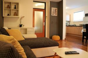 - un salon avec un canapé et une table dans l'établissement Maisey Apartment, à Fažana