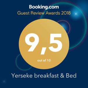 a sign that reads guest review awards versus breakfast and bed at Bed & breakfast Yerseke in Yerseke