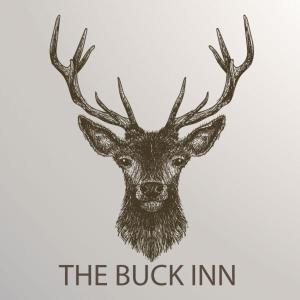 Buckden的住宿－The Buck Inn，一只鹿的图画,上面有胡子和桶