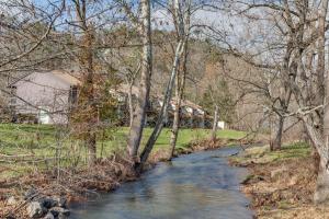 a river with trees and a house in the background at Stony Court by Coolvacay in Basye +6 photos