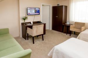 Televízia a/alebo spoločenská miestnosť v ubytovaní Hotel Alexandra