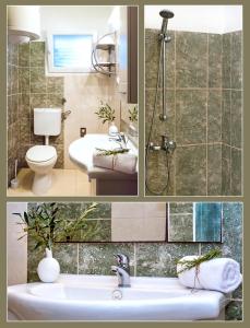een collage van drie foto's van een badkamer bij Apartments Velo Lago in Lastovo +40 foto's