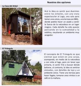 a page of a brochure for a tiny house at La Quinta Glamping - Lago de Tota in Cuítiva