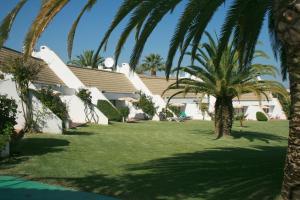a house with palm trees in front of it at Capitalmoura Mouragolf Village in Vilamoura