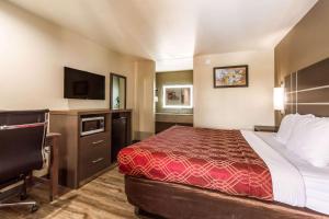 a hotel room with a bed and a desk and a television at Econo Lodge Inn & Suites Murfreesboro in Murfreesboro