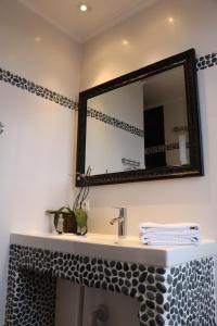 布魯日的住宿－Hostel Lybeer Private Rooms just for two!，一间带水槽和镜子的浴室