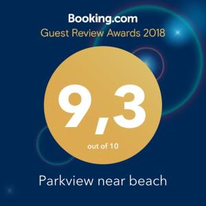 a sign that says guest review awards with the number at Parkview near beach in Alicante