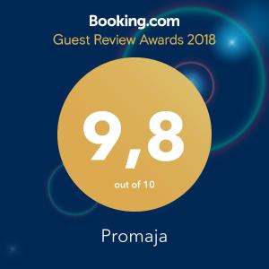 Certifikát, hodnocení, plakát nebo jiný dokument vystavený v ubytování Promaja